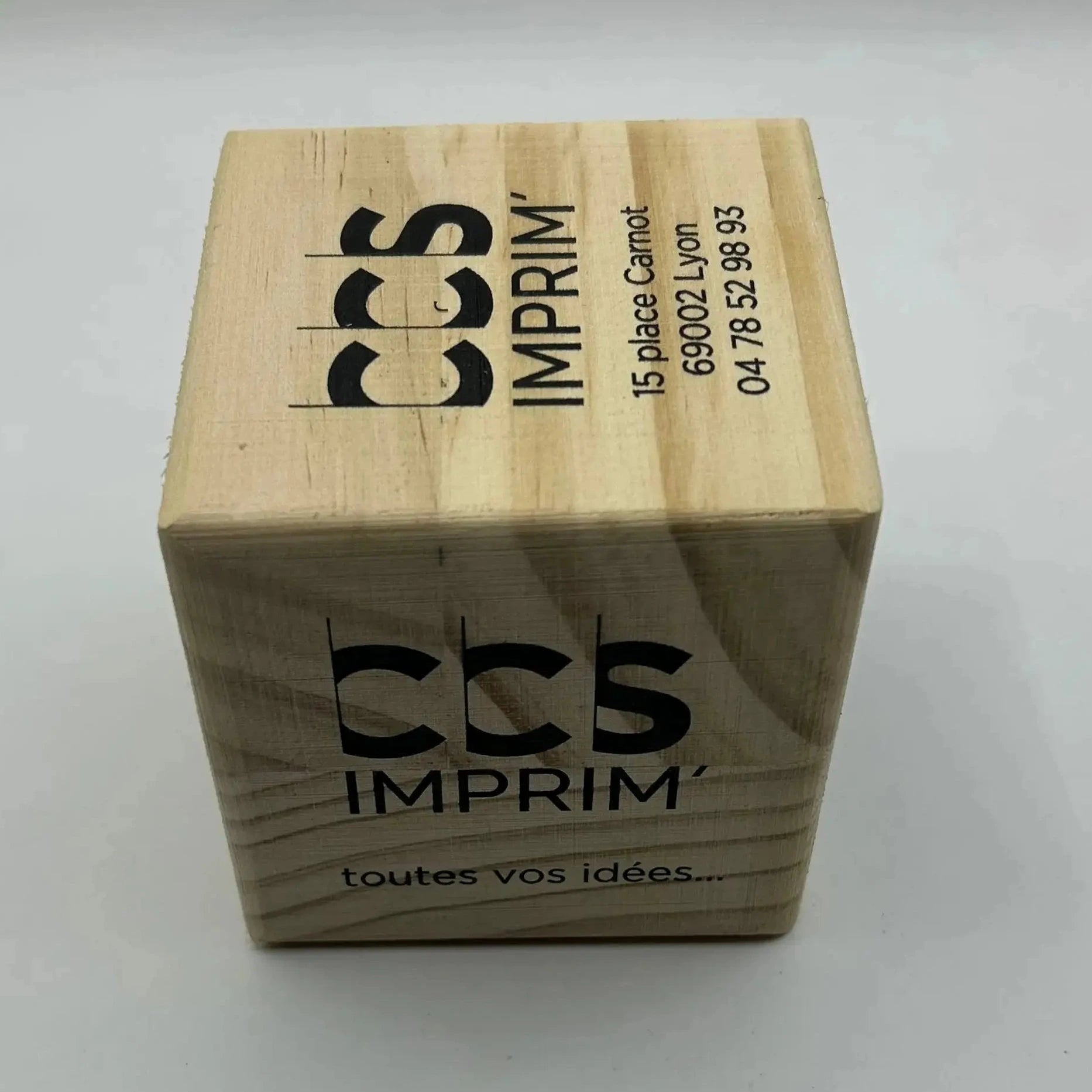 Cube en bois personalisé publicitaire imprimé (Wifi,Fonction,QR code)