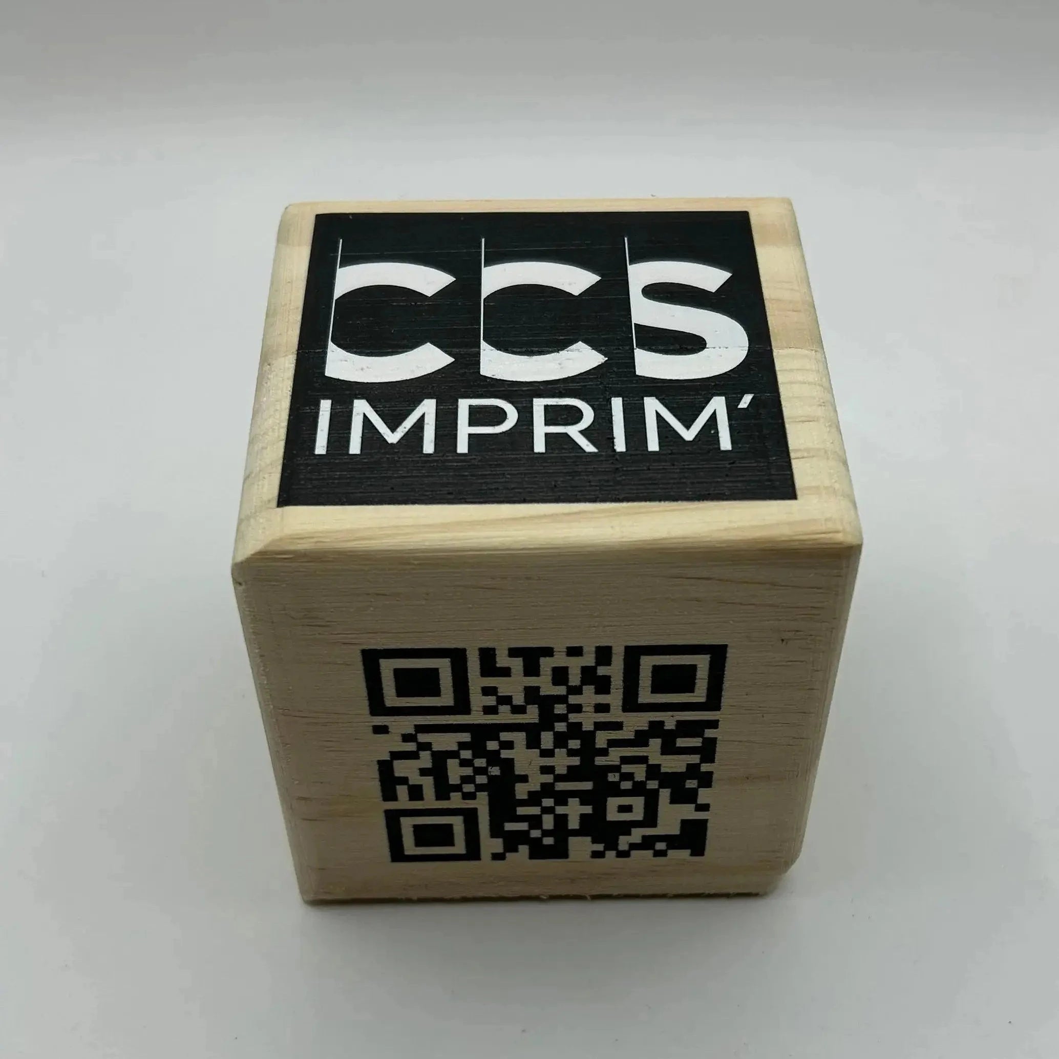 Cube en bois personalisé publicitaire imprimé (Wifi,Fonction,QR code)