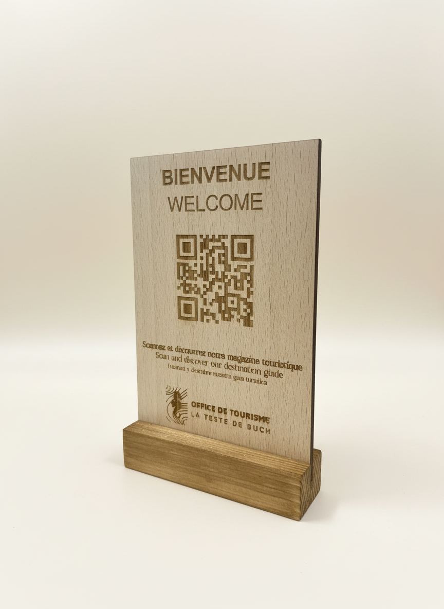 Chevalet Qr code en bois