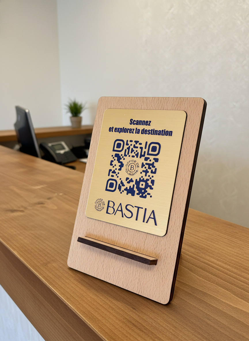 Présentoir Support QR Code en Bois pour Restaurant | Personnalisable